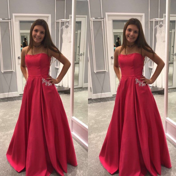 Blondie Nites Dresses & Skirts - NEVER WORN Strapless Embellished Magenta Gown